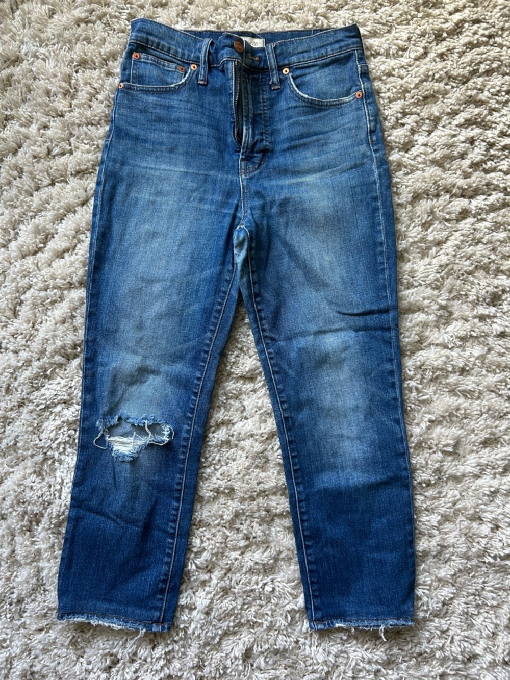 Madewell The Perfect Vintage Crop Jean in Distressed Wash - Size 27